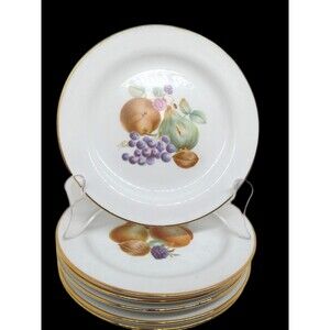 Richard Ginori Fruit  Gold Trimmed 6 1/4" Dessert Plates Italy Bundle of 6